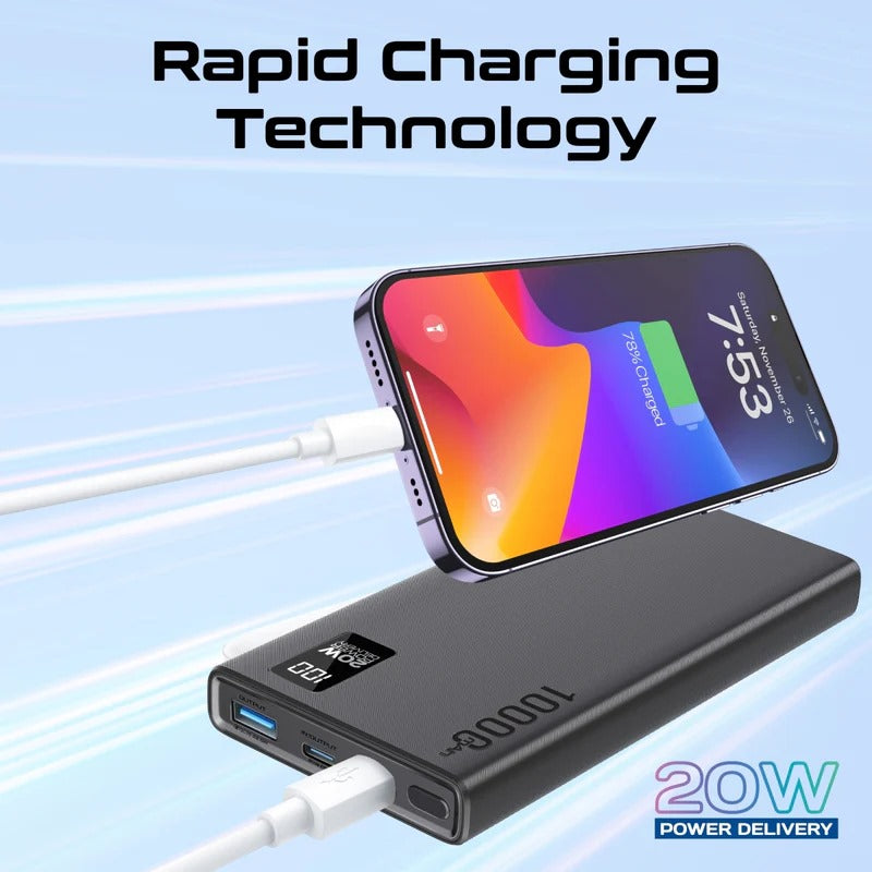 Power Bank 10000 mAh Ultra-Slim in Nairobi Kenya | Promate Super Slim 10000mAh Fast Charging Power Bank with Dual USB-C & QC 3.0 - Veritas Electronics Kenya