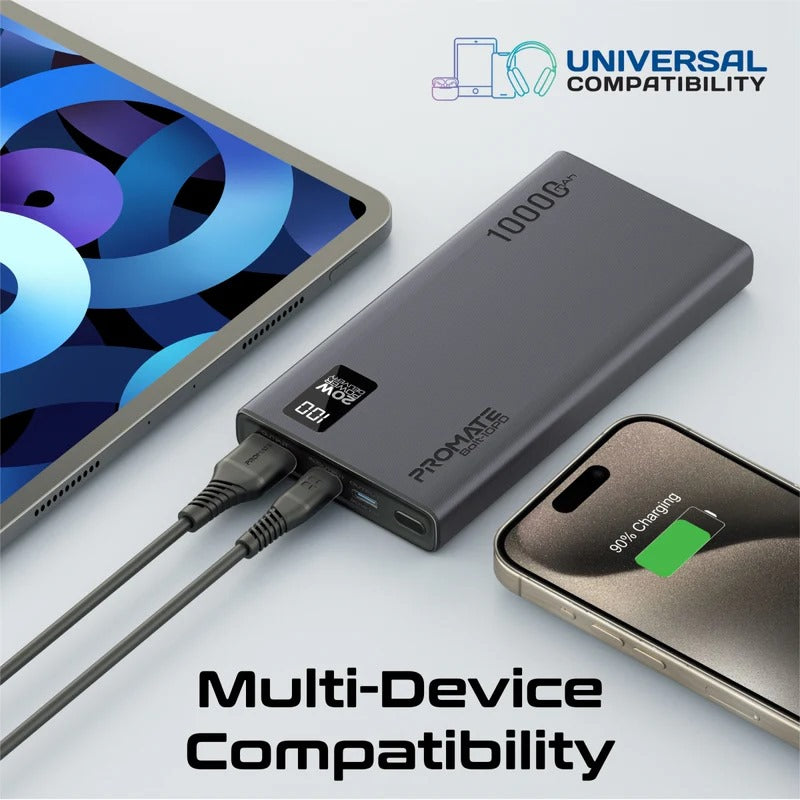 Power Bank 10000 mAh Ultra-Slim in Nairobi Kenya | Promate Super Slim 10000mAh Fast Charging Power Bank with Dual USB-C & QC 3.0 - Veritas Electronics Kenya