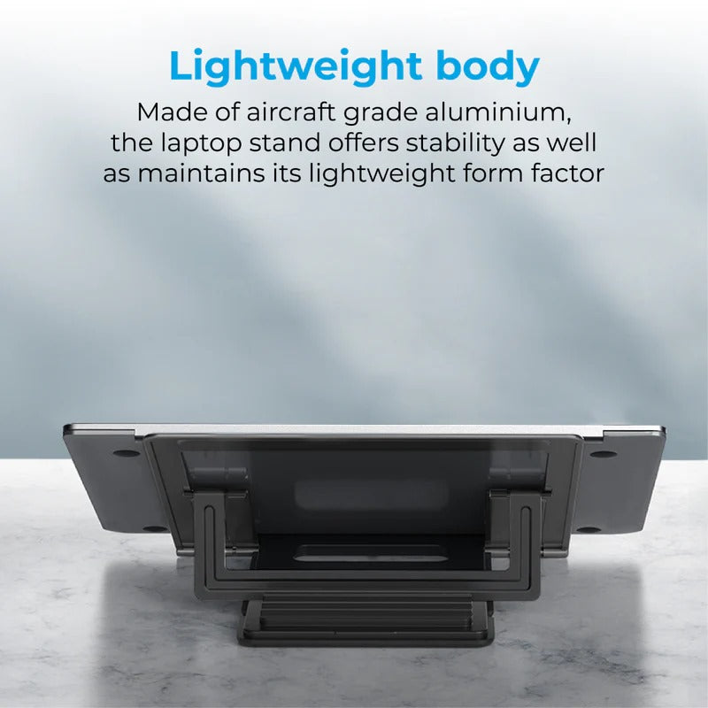 Laptop Stand in Nairobi Kenya | Promate Ergonomic Multi-Level Aluminum Laptop Stand β Adjustable Height, Foldable & Lightweight β Fits 10" to 17" Laptops - Veritas Electronics Kenya