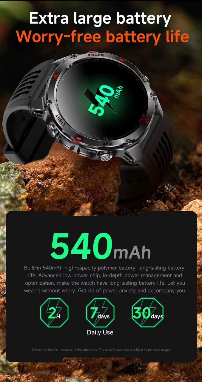 GPS Smart Watch CRG45 – 1.46" Round Display, Bluetooth Call, 540mAh Battery, 3ATM Waterproof, Compass & Health Monitoring | Kenya - Veritas Electronics Kenya
