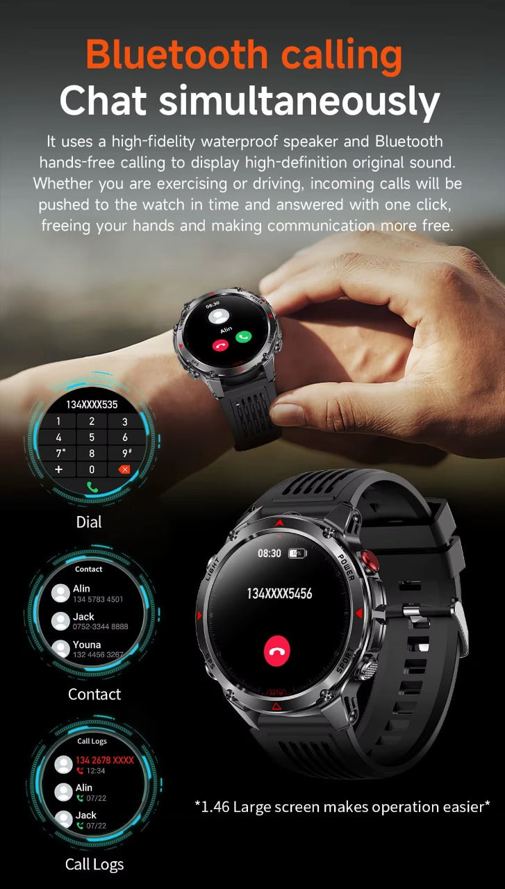 GPS Smart Watch CRG45 – 1.46" Round Display, Bluetooth Call, 540mAh Battery, 3ATM Waterproof, Compass & Health Monitoring | Kenya - Veritas Electronics Kenya