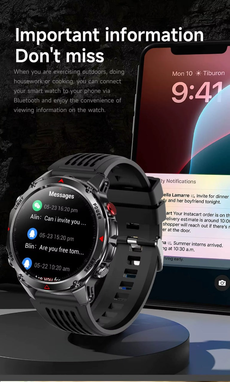 GPS Smart Watch CRG45 – 1.46" Round Display, Bluetooth Call, 540mAh Battery, 3ATM Waterproof, Compass & Health Monitoring | Kenya - Veritas Electronics Kenya