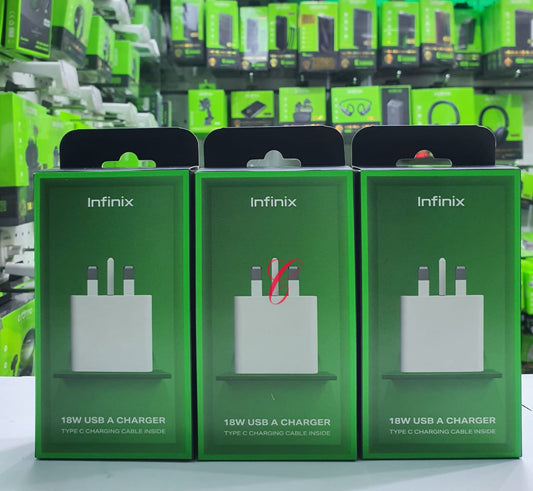 Infinix U180XKC+XDC13 18W Type C fast charger kit with 3A Type C charging cable - Veritas Electronics Kenya