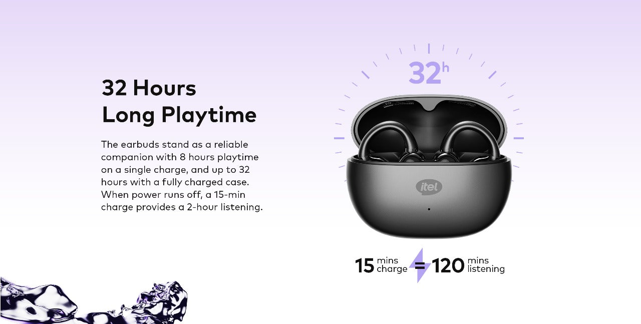 Itel Budsfit 5 – True Wireless Earbuds with Deep Bass, Long Battery & Stylish Comfort