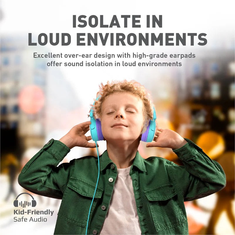 Promate JEWEL AQUA/BUBBLEGUM KidSafe Wired Headset | HD Stereo Sound - Veritas Electronics Kenya