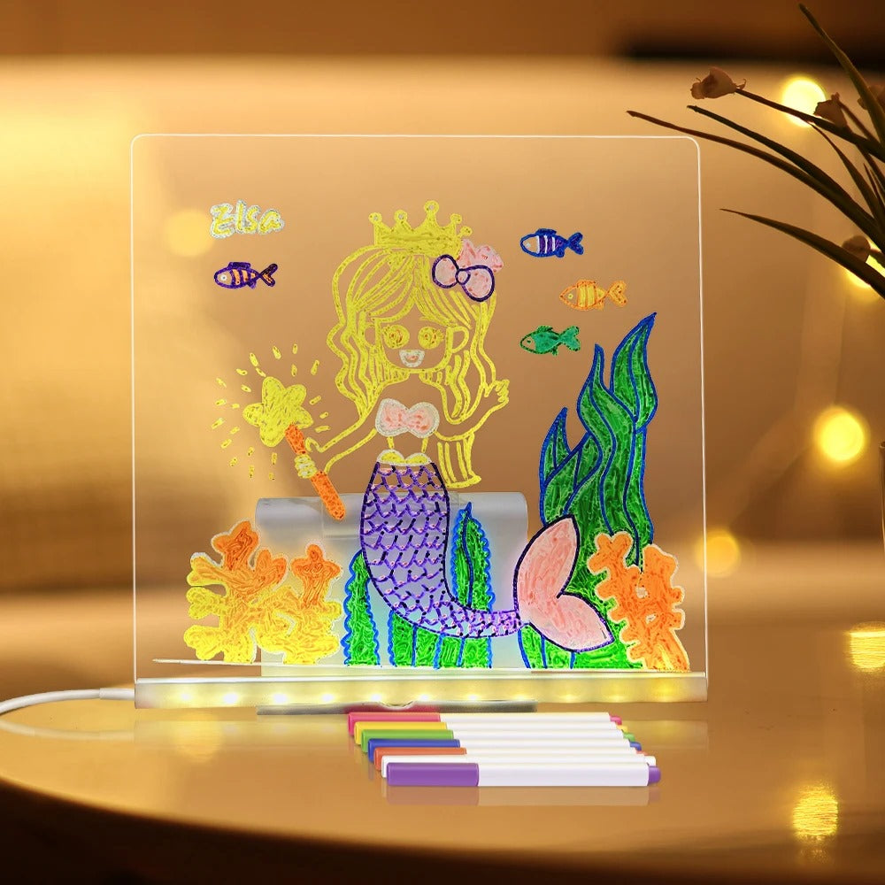 Kids LED Luminous Blackboard Drawing – With 7 Colorful Markers for Office, School & Home - Veritas Electronics Kenya