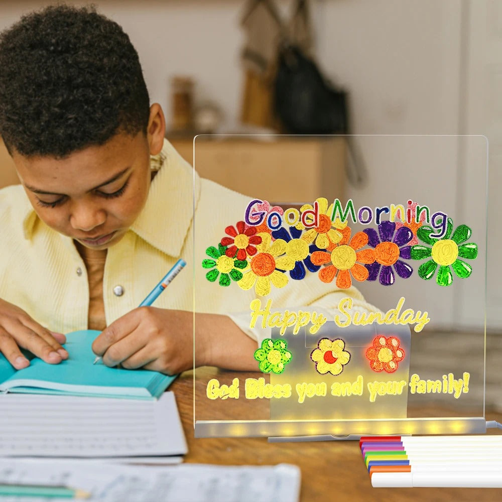 Kids LED Luminous Blackboard Drawing – With 7 Colorful Markers for Office, School & Home - Veritas Electronics Kenya