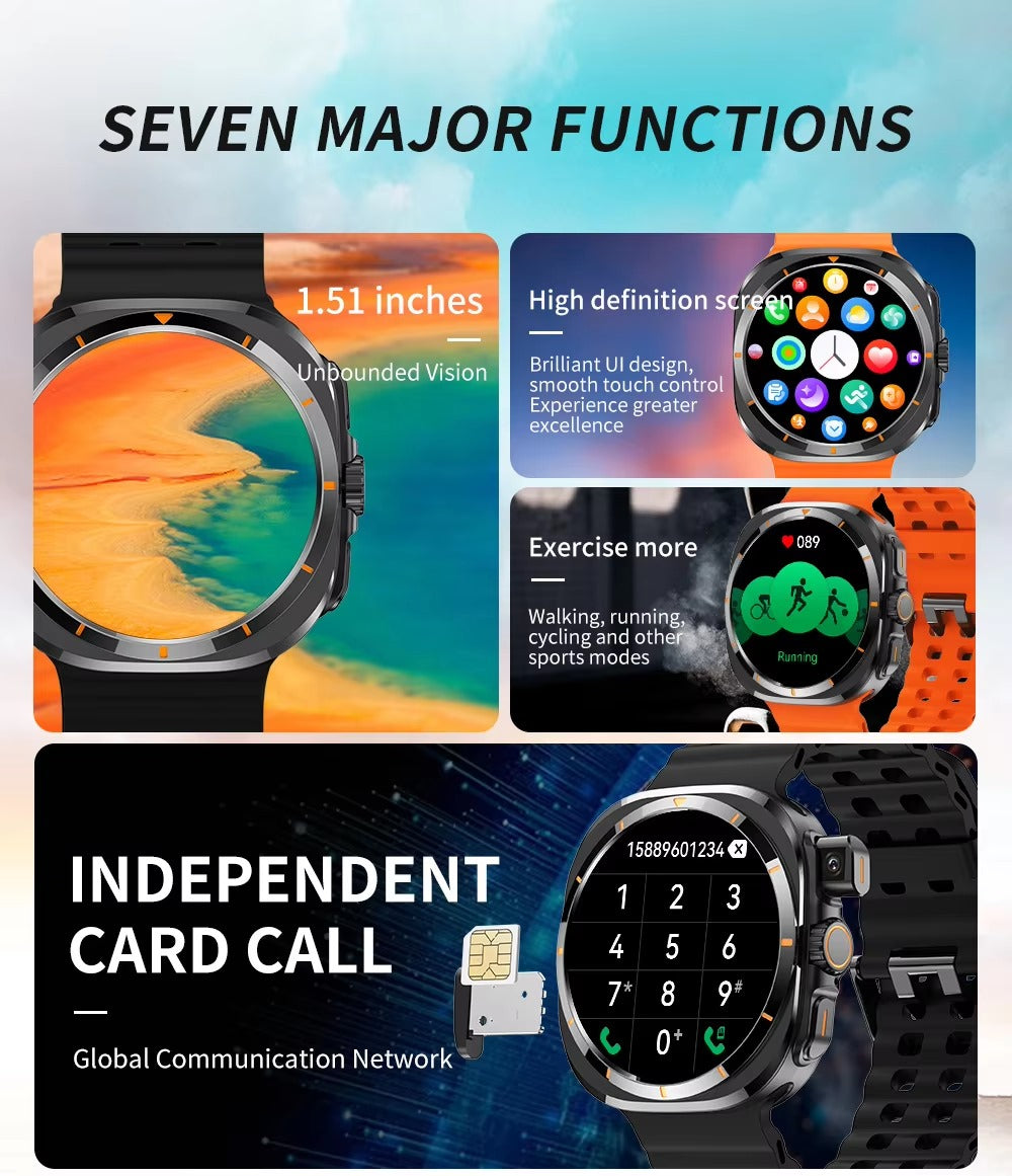 New BW8 Series 10 4G Smartwatch with SIM Card Slot, 600mAh Battery, IP67 Waterproof Fitness Tracker, Heart Rate Monitor, GPS, Compatible with Android & iOS - Veritas Electronics Kenya