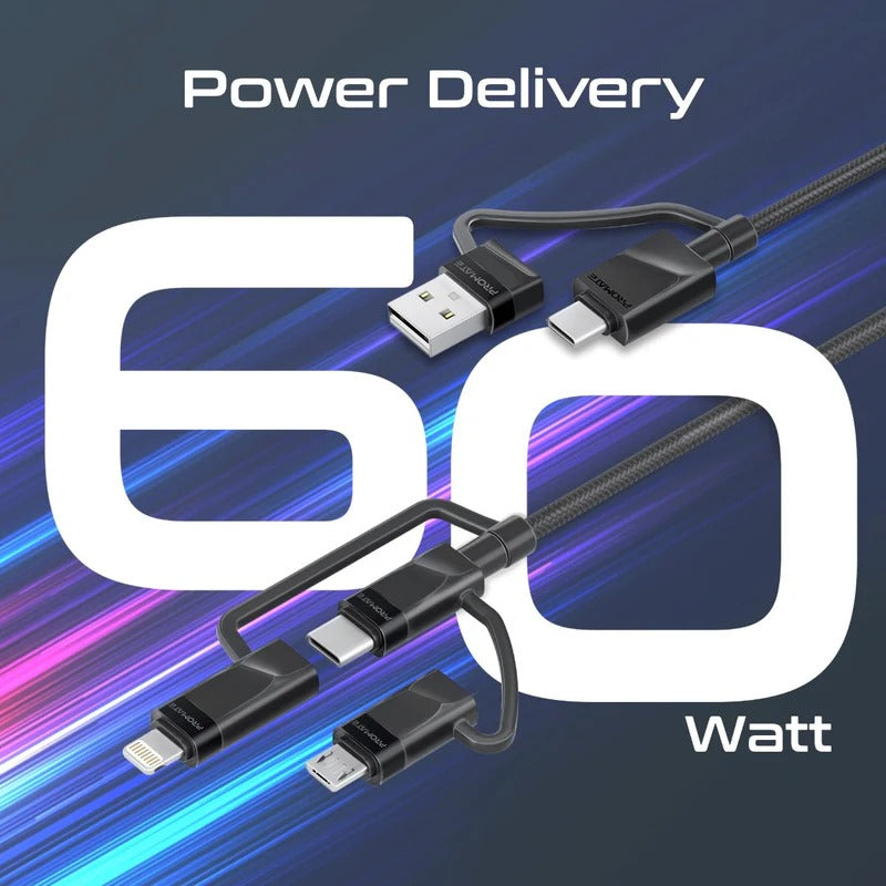 Promate 6-in-1 Hybrid Multi-Connector Cable for Charging & Data Transfer - Veritas Electronics Kenya
