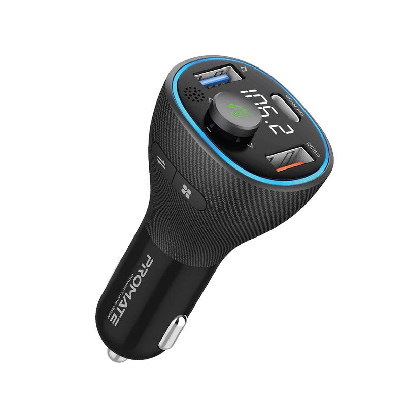 Promate Universal Wireless Hands-free Kit with FM Transmitter | 20W PD | QC 3.0 | 38W Total Output