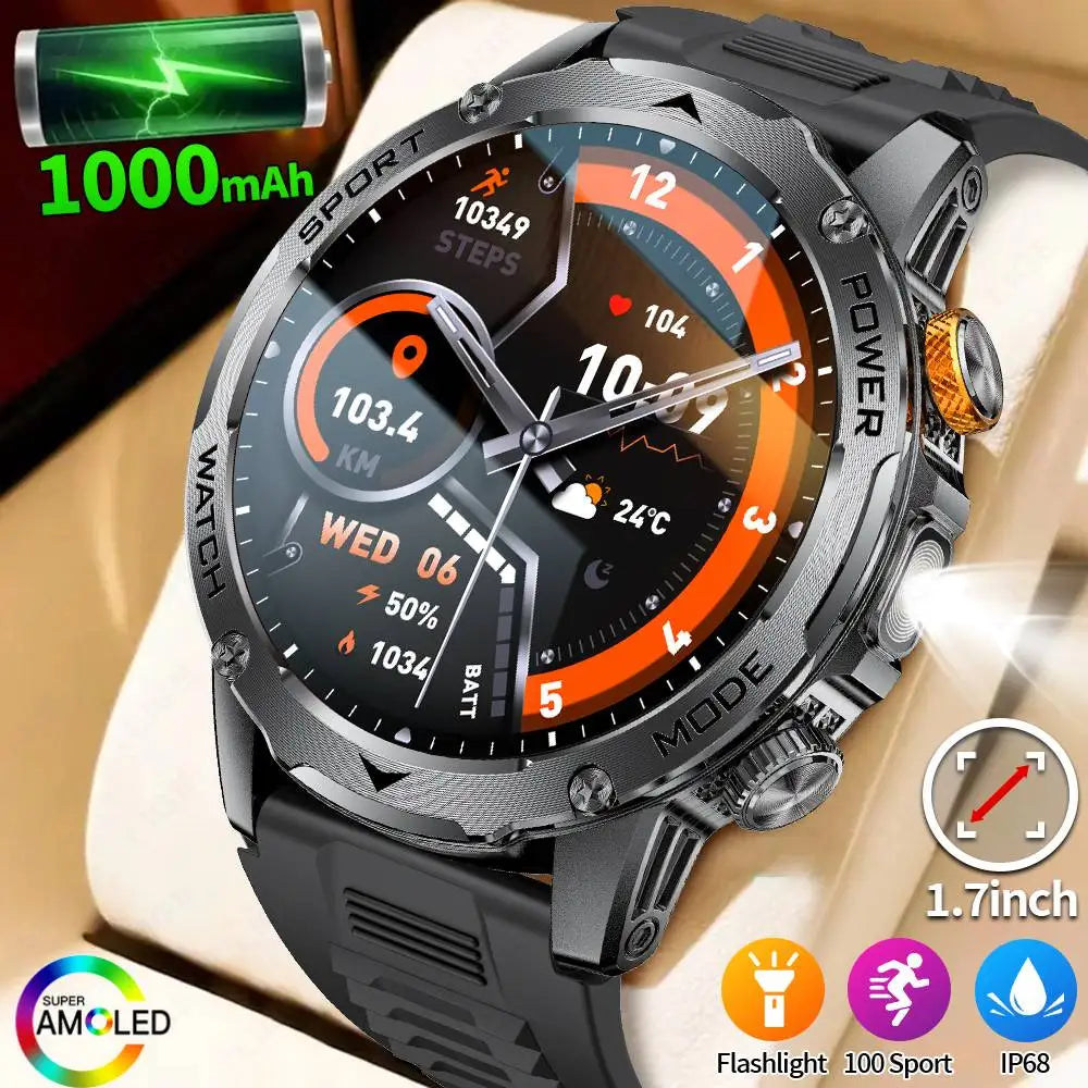 LIGE New Smart Watch for Men – 1000mAh Battery | AMOLED HD Display | Bluetooth Calling | Outdoor Sports & Fitness - Veritas Electronics Kenya