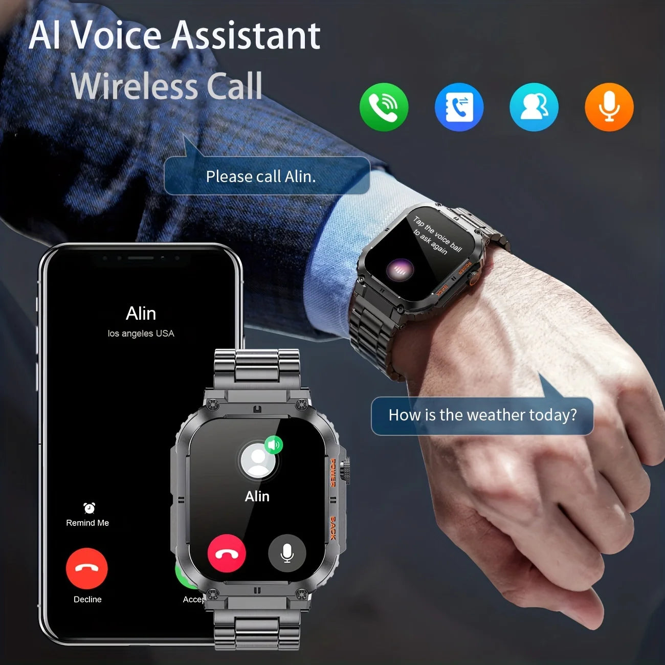 LIGE Men’s Outdoor Smartwatch – 1.96" AMOLED, Bluetooth Call - Veritas Electronics Kenya