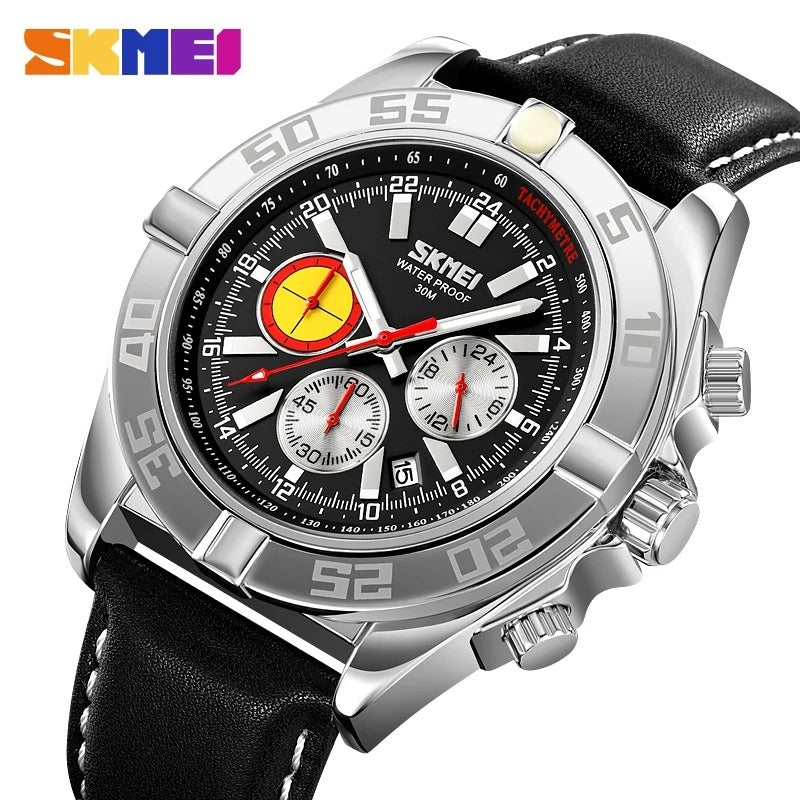 SKMEI 9322 Men’s Leather Band Quartz Watch – Waterproof Fashion Wristwatch | Nairobi Kenya - Veritas Electronics Kenya