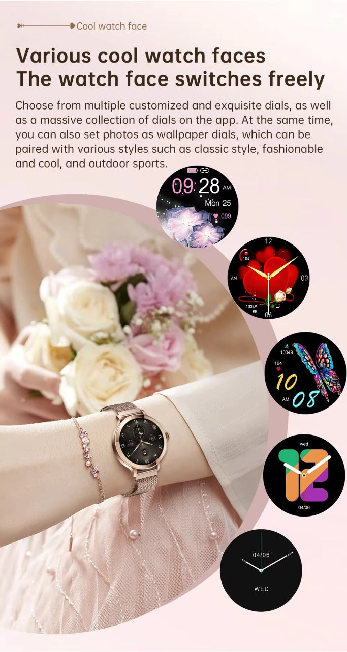 SV05 AMOLED High Quality Round Dial Gold Smartwatch for Women - Veritas Electronics Kenya