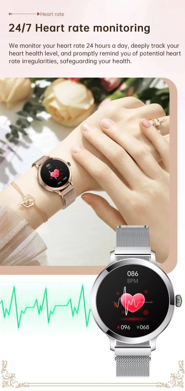 SV05 AMOLED High Quality Round Dial Gold Smartwatch for Women - Veritas Electronics Kenya