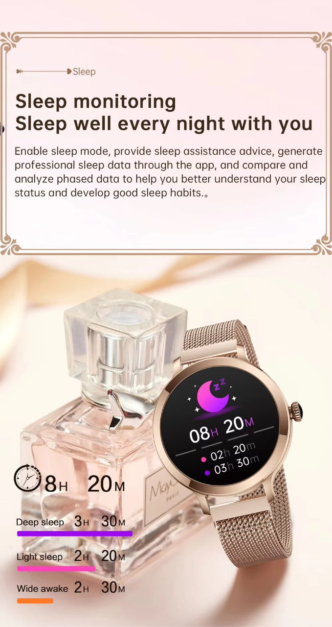 SV05 AMOLED High Quality Round Dial Gold Smartwatch for Women - Veritas Electronics Kenya