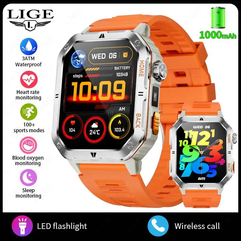 LIGE Men's Smart Watch 2.01" HD | 1000mAh Battery | 3ATM Waterproof - Veritas Electronics Kenya