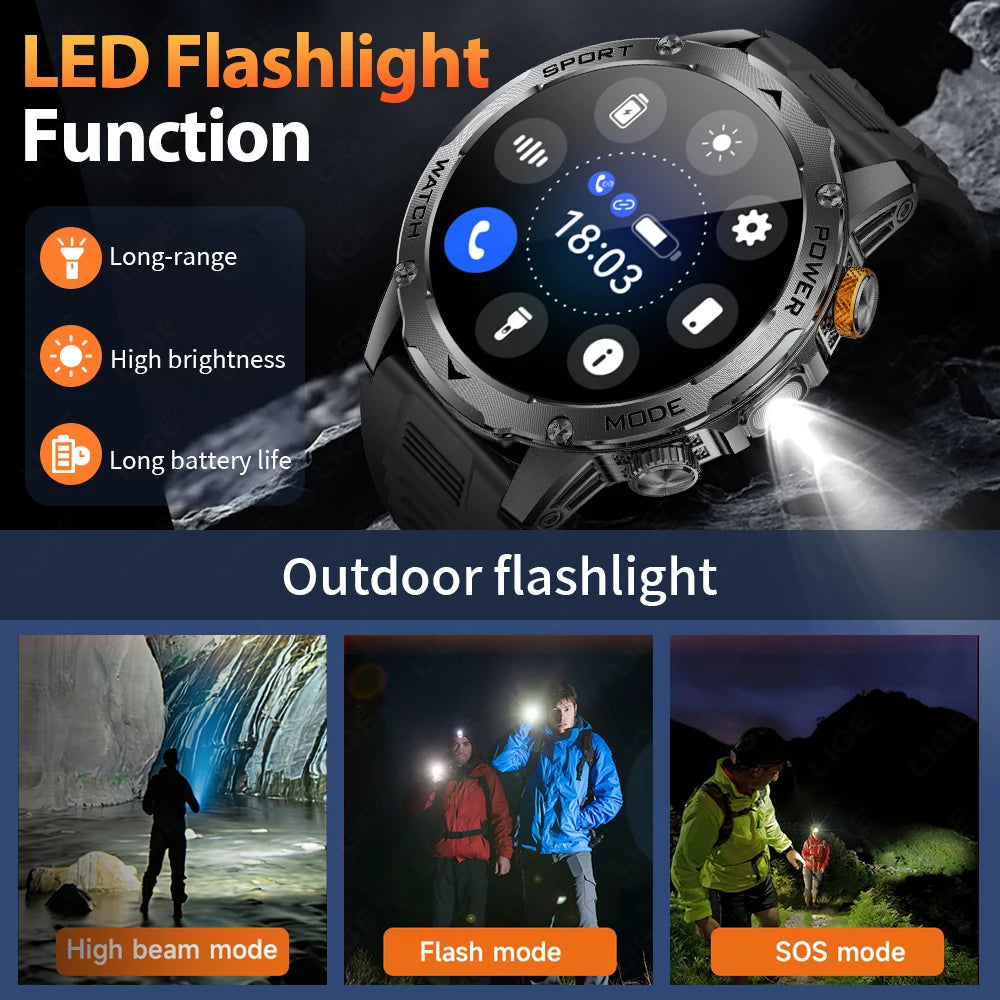 LIGE New Smart Watch for Men – 1000mAh Battery | AMOLED HD Display | Bluetooth Calling | Outdoor Sports & Fitness - Veritas Electronics Kenya
