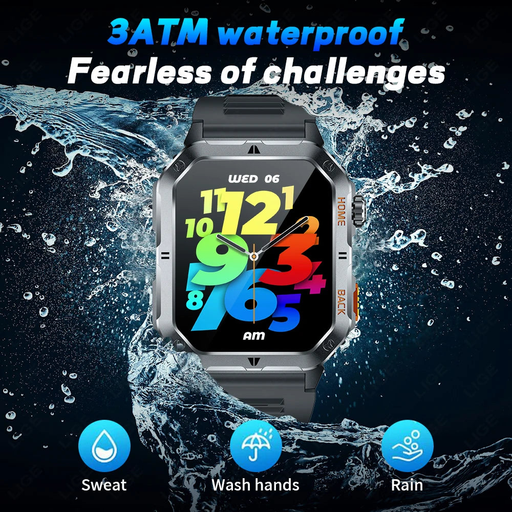 LIGE Men's Smart Watch 2.01" HD | 1000mAh Battery | 3ATM Waterproof - Veritas Electronics Kenya