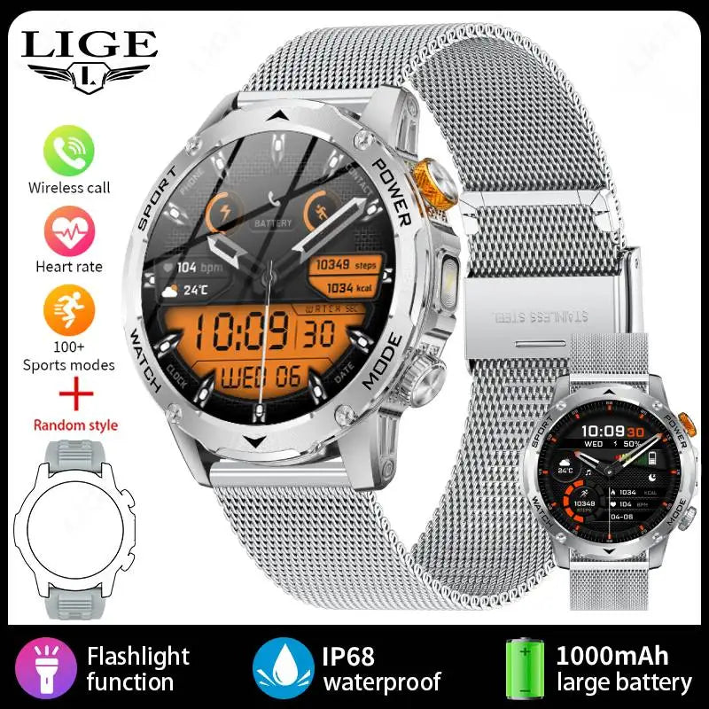 LIGE New Smart Watch for Men – 1000mAh Battery | AMOLED HD Display | Bluetooth Calling | Outdoor Sports & Fitness - Veritas Electronics Kenya