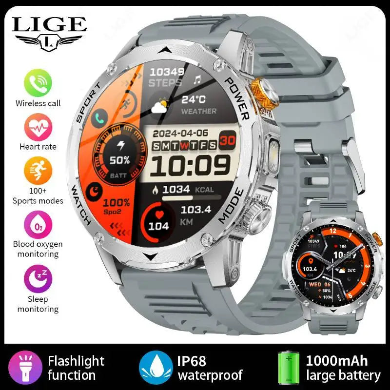 LIGE New Smart Watch for Men – 1000mAh Battery | AMOLED HD Display | Bluetooth Calling | Outdoor Sports & Fitness - Veritas Electronics Kenya