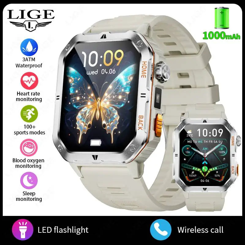 LIGE Men's Smart Watch 2.01" HD | 1000mAh Battery | 3ATM Waterproof - Veritas Electronics Kenya