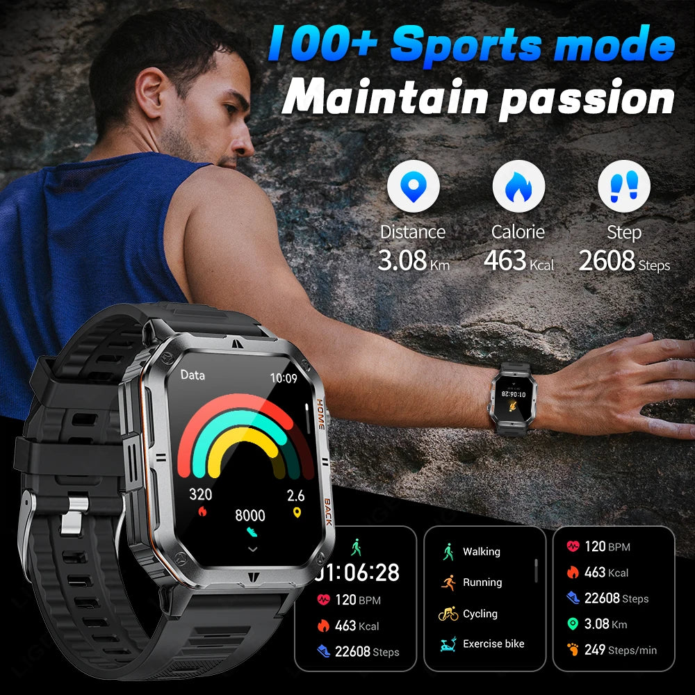 LIGE Men's Smart Watch 2.01" HD | 1000mAh Battery | 3ATM Waterproof - Veritas Electronics Kenya