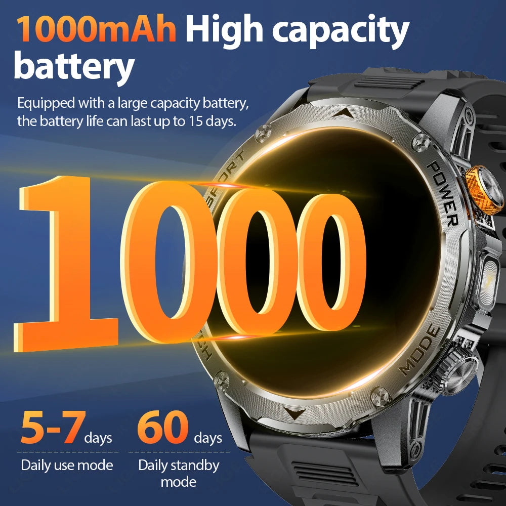 LIGE New Smart Watch for Men – 1000mAh Battery | AMOLED HD Display | Bluetooth Calling | Outdoor Sports & Fitness - Veritas Electronics Kenya