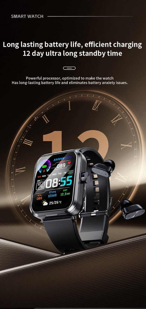 Smart Watch with Earbuds Kenya – BT Dual Earphone Call TWS6, 1.85 Inch Screen & Multiple Functions | Kenya - Veritas Electronics Kenya