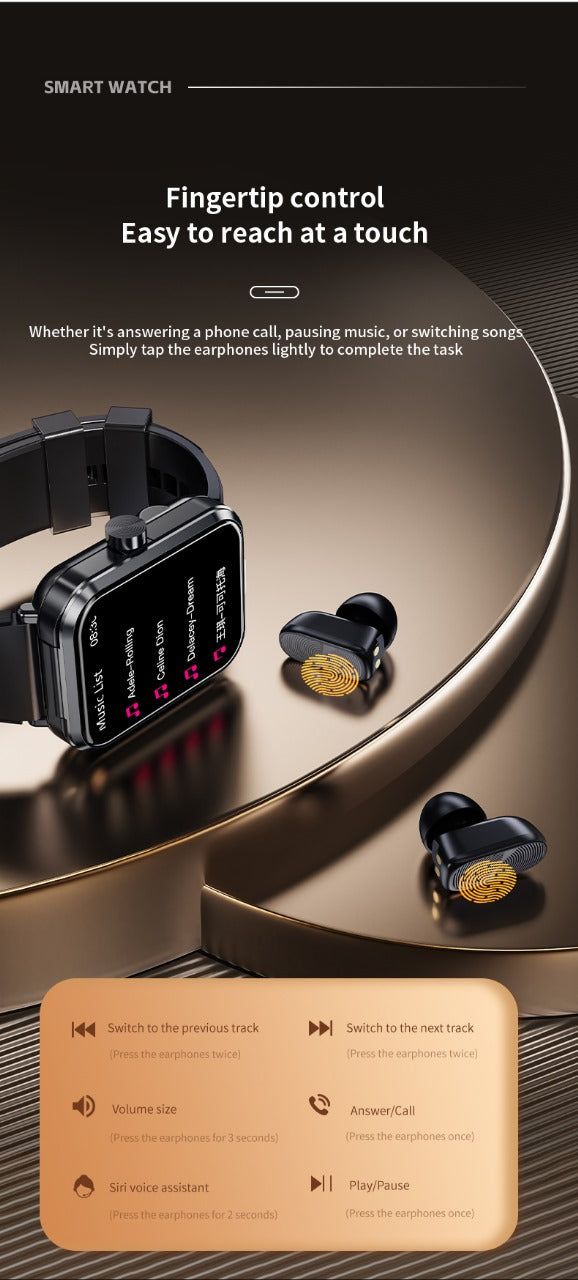 Smart Watch with Earbuds Kenya – BT Dual Earphone Call TWS6, 1.85 Inch Screen & Multiple Functions | Kenya - Veritas Electronics Kenya