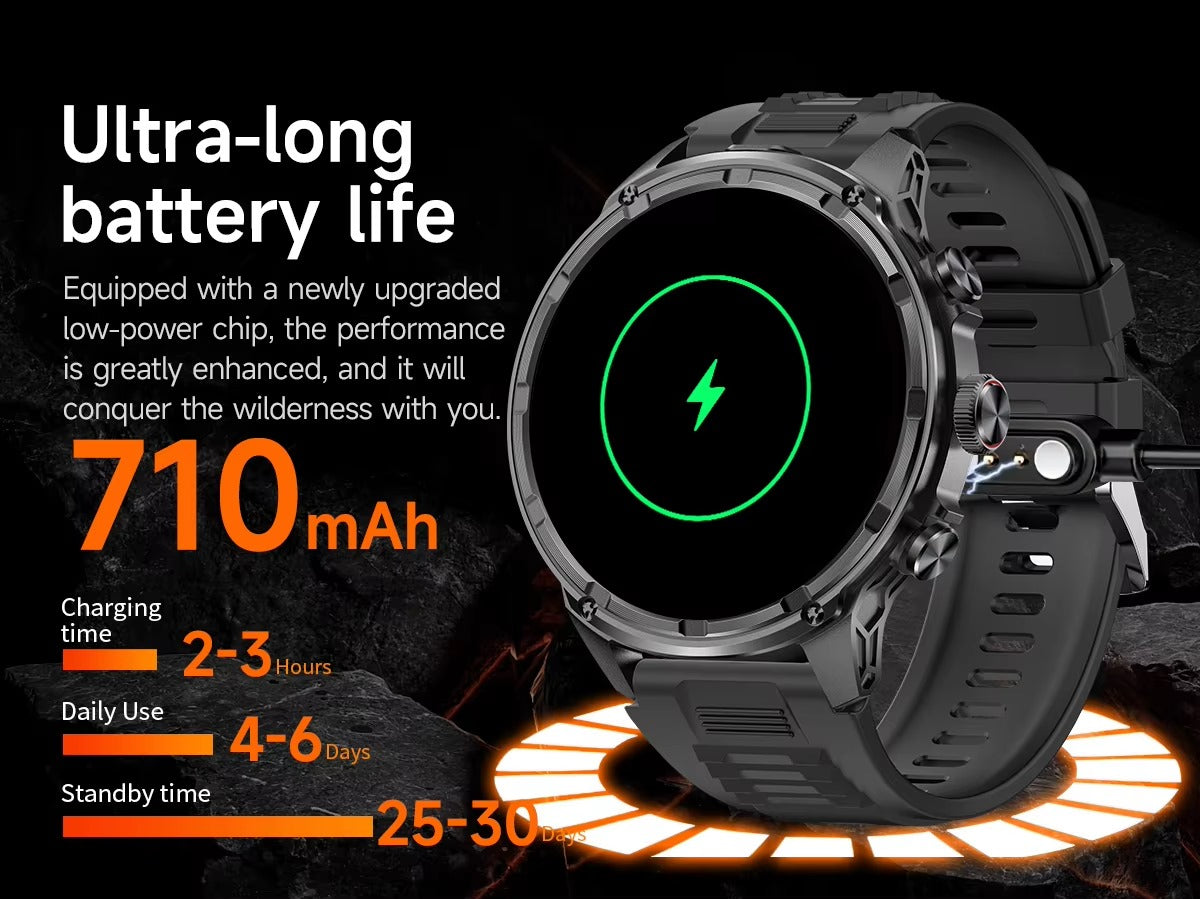 V99 Outdoor Sports Smart Watch 1.85" | 710mAh Battery, Health Monitoring, BT Call & Flashlight