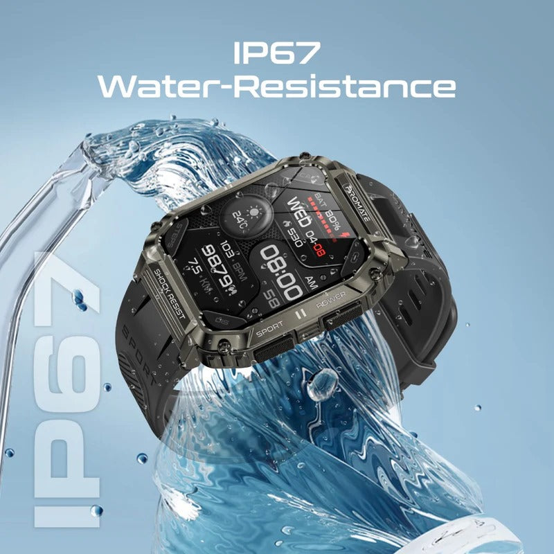 Promate XWATCH-S19 Black Tough-Built Smartwatch | IP67, 12 Days Battery, BT Calls, Health Tracker - Veritas Electronics Kenya