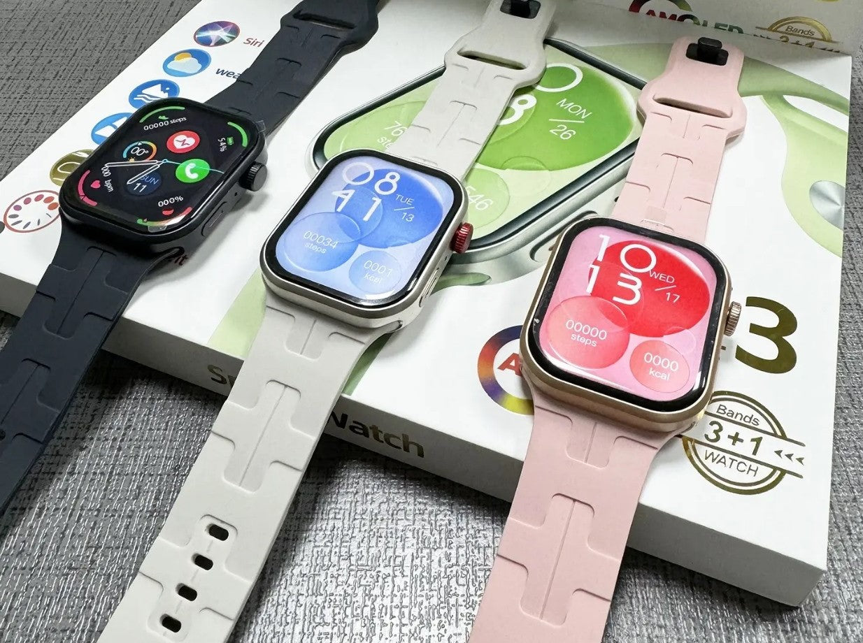 Z03 2.04” AMOLED Smartwatch with 3 Straps – Wireless Charging, IP67 Waterproof, Alloy Case