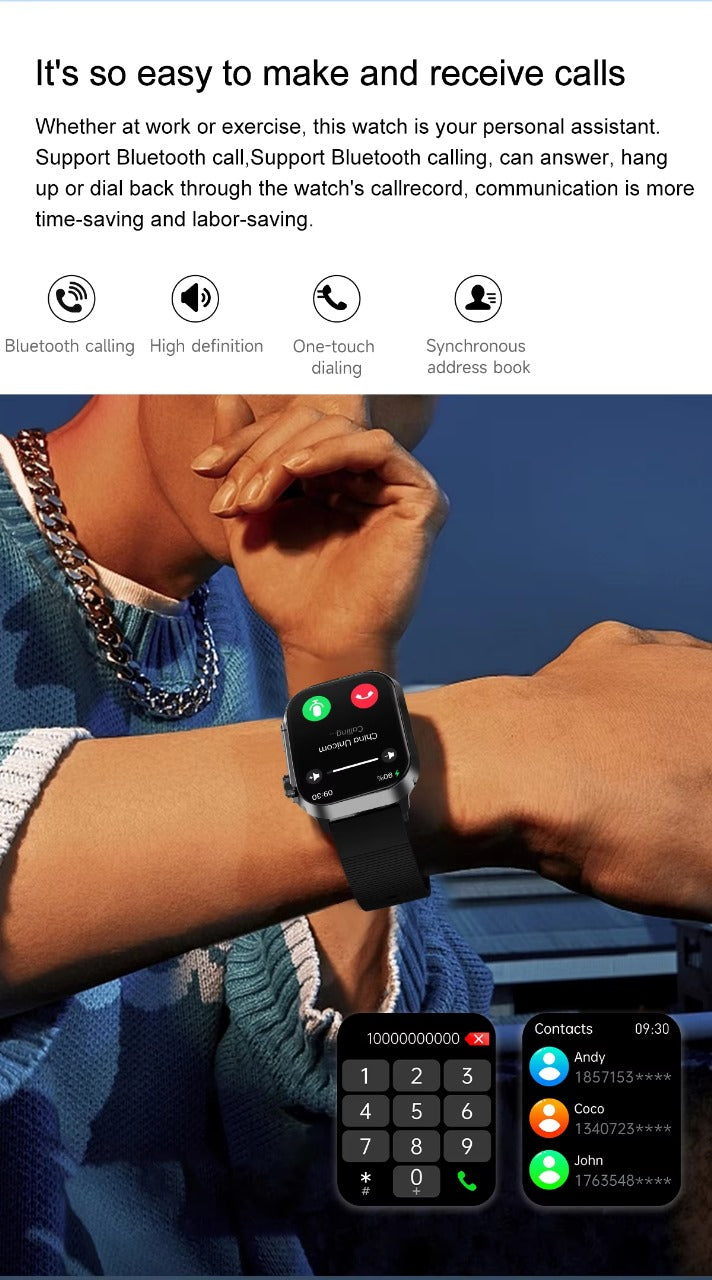 ZW50 2.04” AMOLED Curved Screen Sports Smart Watch – Bluetooth Calling, 100+ Sports Modes, IP67 Waterproof - Veritas Electronics Kenya