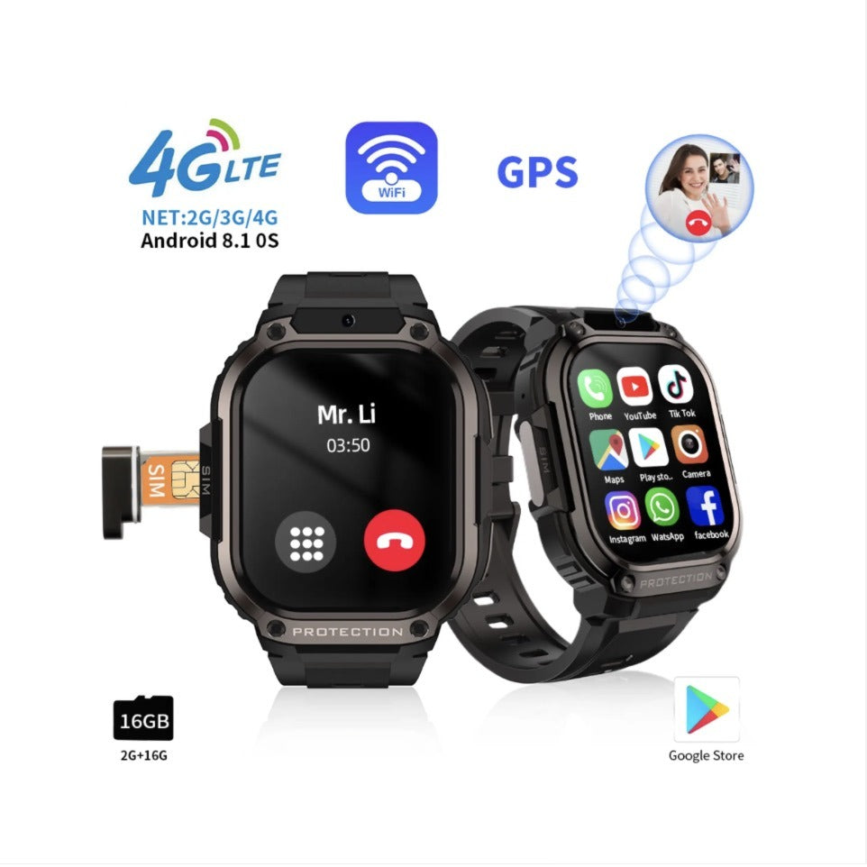DM63 4G LTE SIM Smart Watch with HD Camera, AMOLED Display, 2GB RAM, 16GB Storage, App Download & 1000mAh Battery