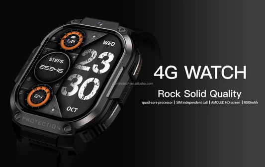 DM63 4G LTE SIM Smart Watch with HD Camera, AMOLED Display, 2GB RAM, 16GB Storage, App Download & 1000mAh Battery