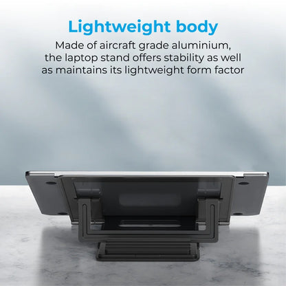 Laptop Stand in Nairobi Kenya | Promate Ergonomic Multi-Level Aluminum Laptop Stand – Adjustable Height, Foldable & Lightweight – Fits 10" to 17" Laptops - Veritas Electronics Kenya