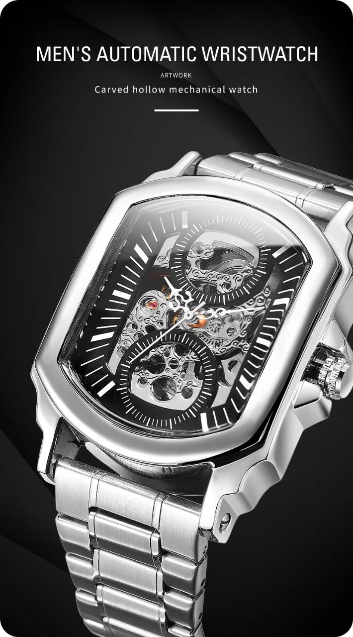 Mechanical Skeleton Automatic Watch – Men's Luxury Self-Winding Transparent Dial Timepiece - Veritas Electronics Kenya