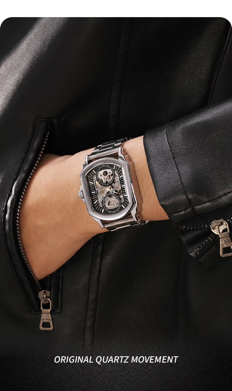 Mechanical Skeleton Automatic Watch – Men's Luxury Self-Winding Transparent Dial Timepiece - Veritas Electronics Kenya