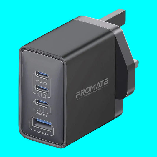 Promate GaNPort4-67PD – GaN USB-C Charger 67W Fast Charging