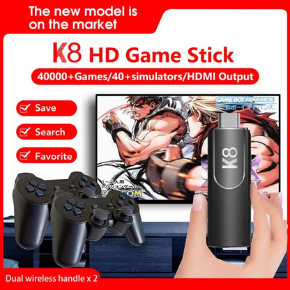 Game TV Stick: K8 4K HD Video Game Console – 2.4G Wireless Controllers, 40000 Games, 64GB Retro Gaming Stick for PSP