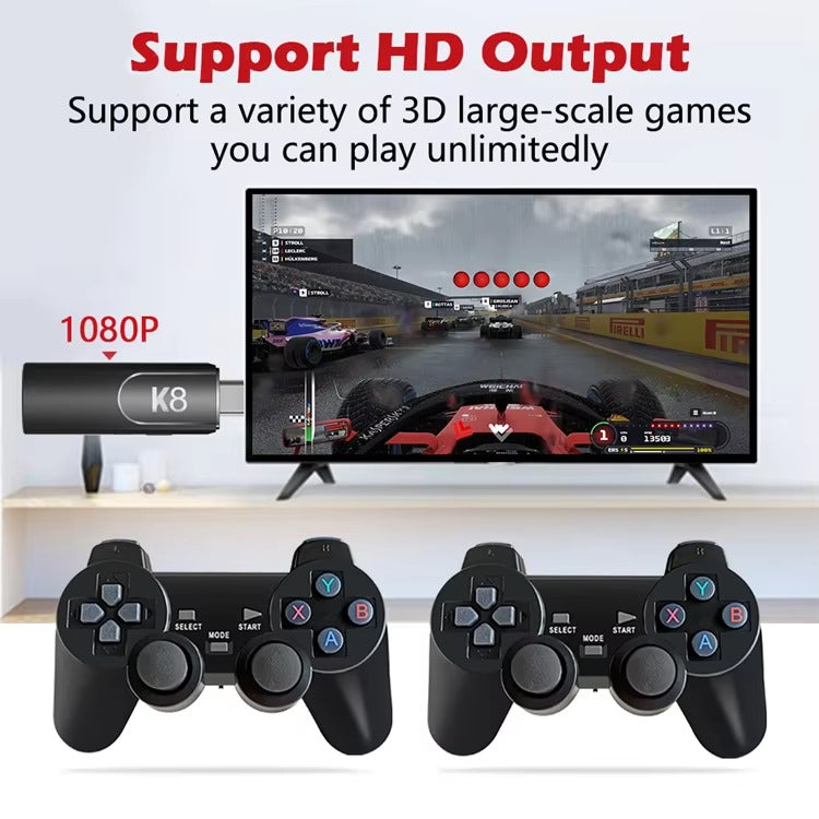 Game TV Stick: K8 4K HD Video Game Console – 2.4G Wireless Controllers, 40000 Games, 64GB Retro Gaming Stick for PSP