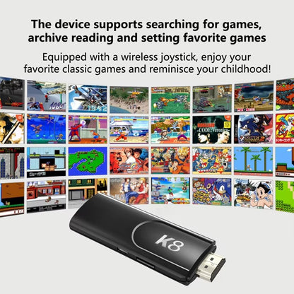 Game TV Stick: K8 4K HD Video Game Console – 2.4G Wireless Controllers, 40000 Games, 64GB Retro Gaming Stick for PSP