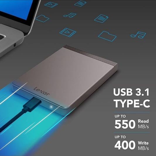 Lexar SL200 512GB Portable SSD – Up to 550MB/s read, 400MB/s write, sleek and durable external storage for Windows and Mac