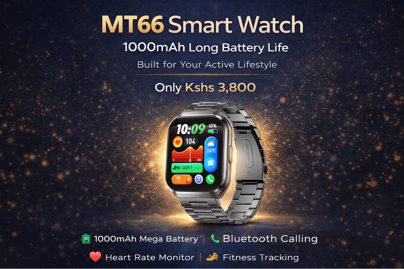 MT66 Smart Watch with 1000mAh Long Battery