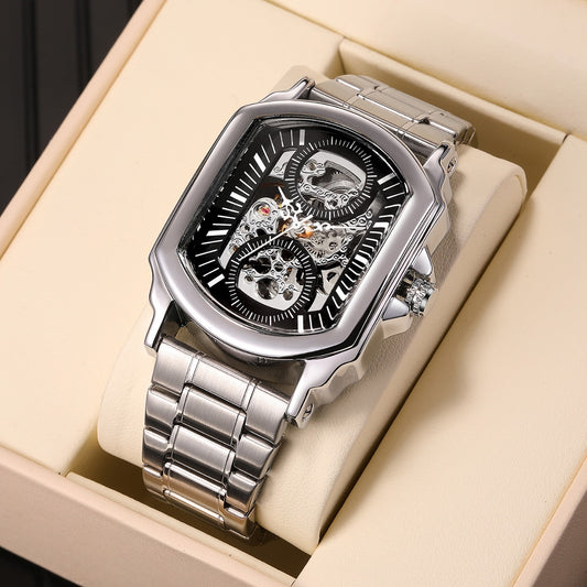 Mechanical Skeleton Automatic Watch – Men's Luxury Self-Winding Transparent Dial Timepiece