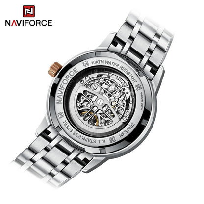 NAVIFORCE S1002 Luxury Silver Automatic Mechanical Watch for Men with Luminous Hands - Veritas Electronics Kenya