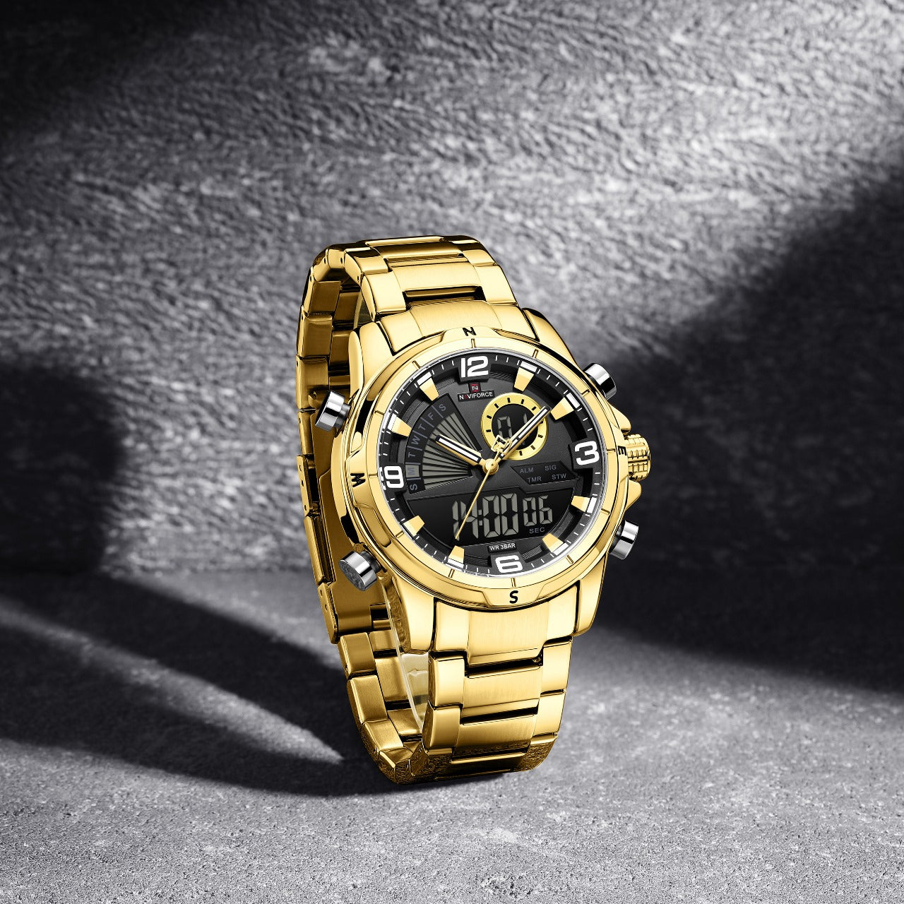 Naviforce 9257 Stainless Steel Digital Analogue Watch – New Arrival Sport Men’s Timepiece - Veritas Electronics Kenya