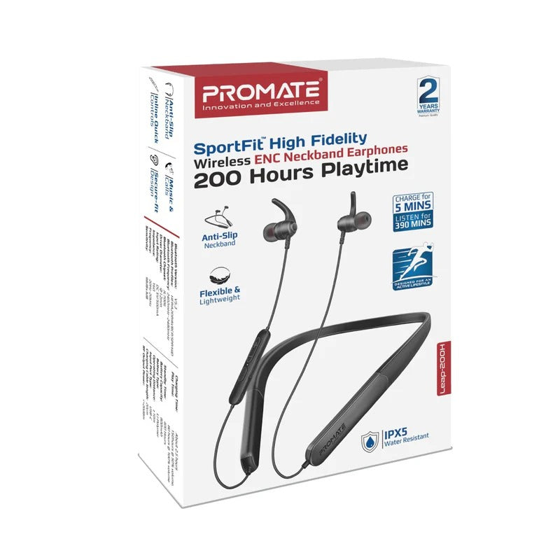 Neckband Promate Bluetooth V5.4 ENC  – 200 Hours Playtime, 900mAh Battery, IPX5 Waterproof - Veritas Electronics Kenya