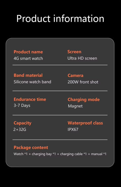 Netcom 4G Smartwatch 2.13inch AMOLED Camera WIFI GPS - Veritas Electronics Kenya